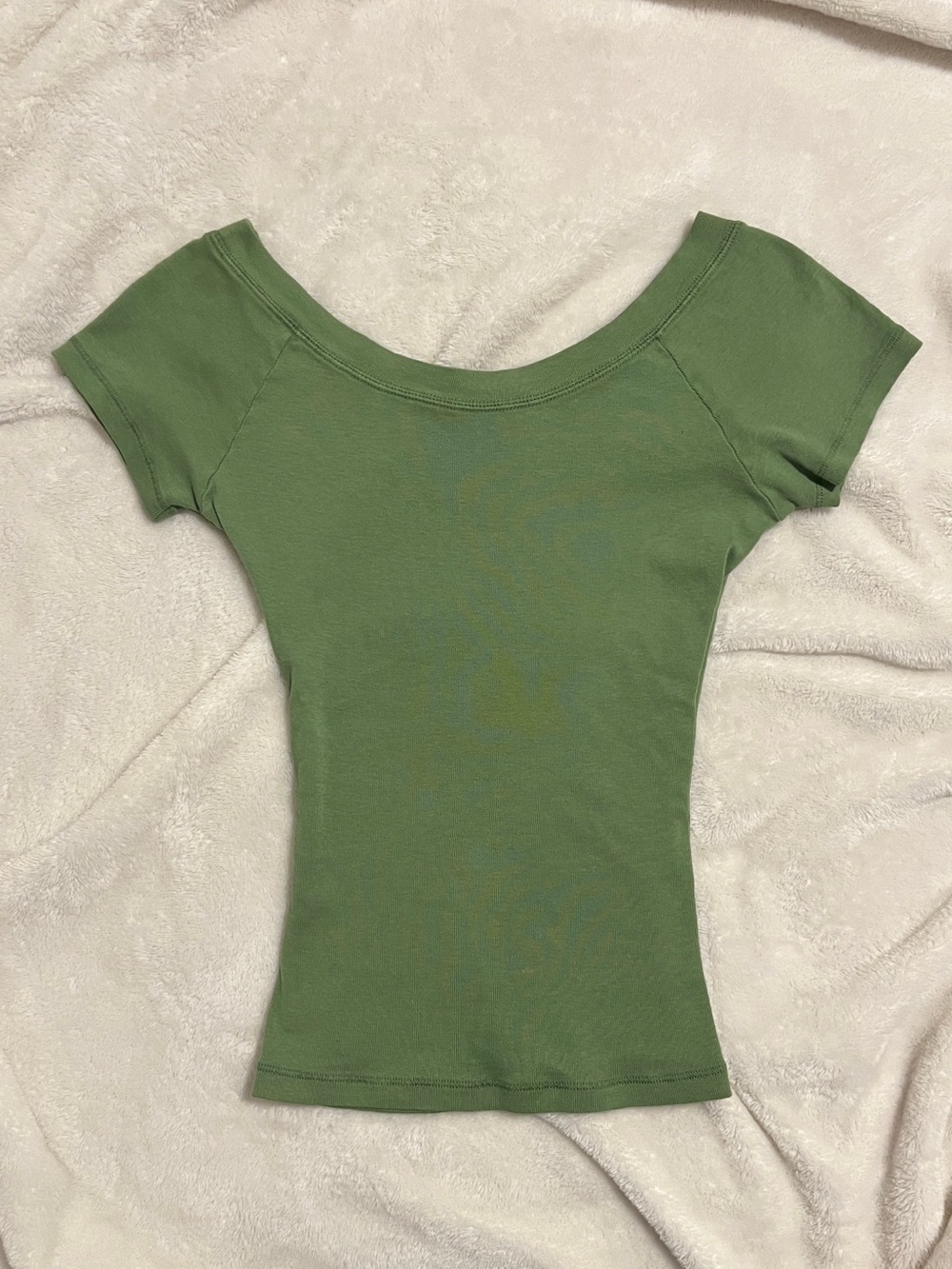 brandy melville matcha green ginny top off shoulder shirt y2k hollister